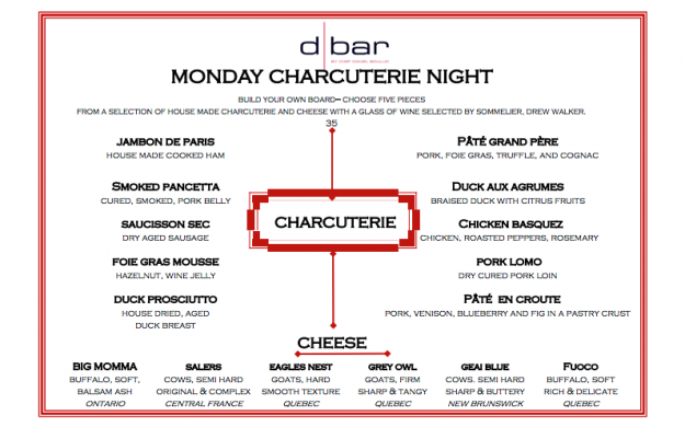 dbar's Monday Night Charcuterie, four seasons, toronto, hotel, wine