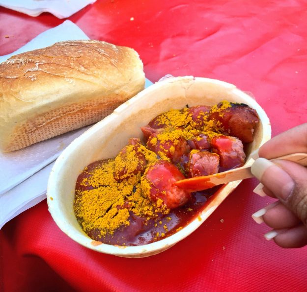 Christmas Market Foods In Germany, Currywurst, sausage