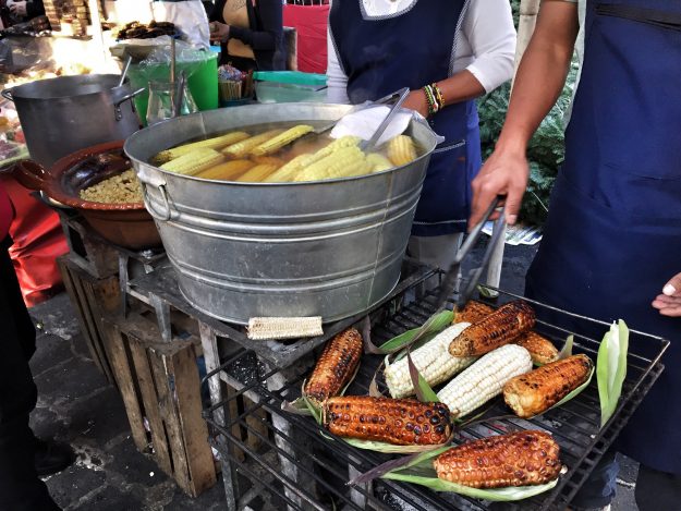 Street Food In Coyoacán Mexico City, elote, Mexican street corn