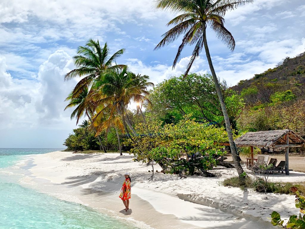 beach walk, private island, Caribbean