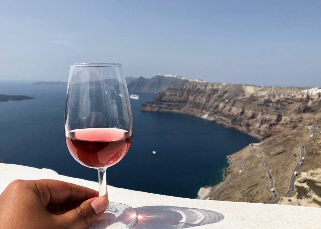 Best winery views in Santorini. Venetsanos Winery.