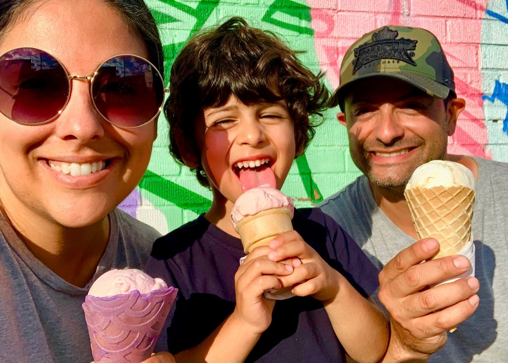 Family having Brett's ice cream in Toronto.